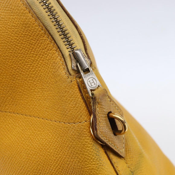 HERMES Bolide 31 Hand Bag Leather 2way Yellow Gold Auth 145580