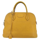 HERMES Bolide 31 Hand Bag Leather 2way Yellow Gold Auth 145580-2