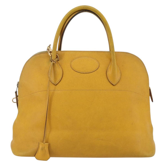 HERMES Bolide 31 Hand Bag Leather 2way Yellow Gold Auth 145580