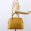 HERMES Bolide 31 Hand Bag Leather 2way Yellow Gold Auth 145580-26