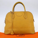 HERMES Bolide 31 Hand Bag Leather 2way Yellow Gold Auth 145580-26