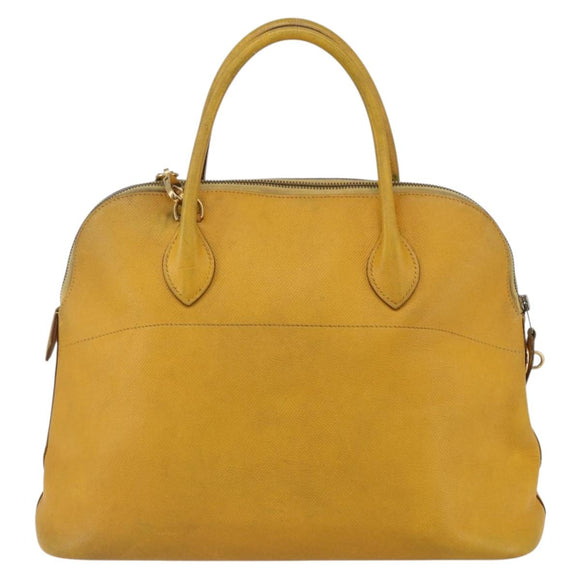 HERMES Bolide 31 Hand Bag Leather 2way Yellow Gold Auth 145580