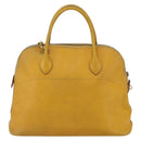 HERMES Bolide 31 Hand Bag Leather 2way Yellow Gold Auth 145580-2