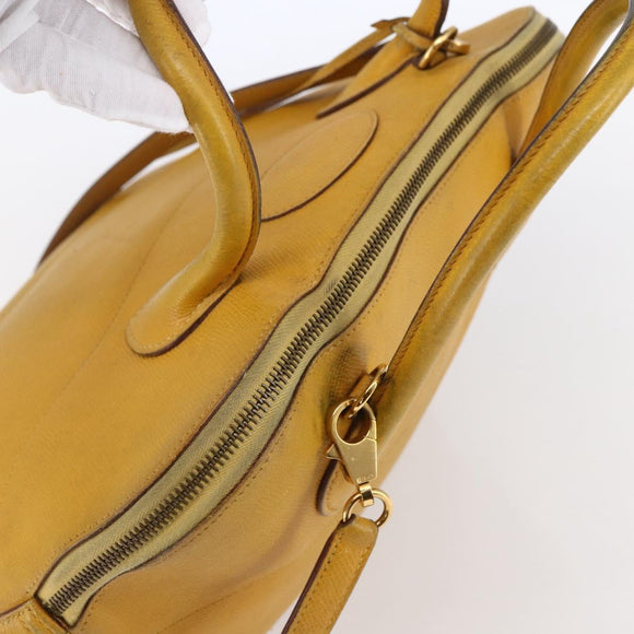 HERMES Bolide 31 Hand Bag Leather 2way Yellow Gold Auth 145580