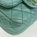 CHANEL Matelasse 17 Chain Bag Lamb Skin Turquoise Blue Gold CC Auth 145584AV-15