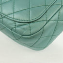 CHANEL Matelasse 17 Chain Bag Lamb Skin Turquoise Blue Gold CC Auth 145584AV-18
