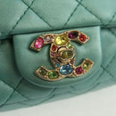CHANEL Matelasse 17 Chain Bag Lamb Skin Turquoise Blue Gold CC Auth 145584AV-19