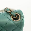 CHANEL Matelasse 17 Chain Bag Lamb Skin Turquoise Blue Gold CC Auth 145584AV-20