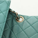 CHANEL Matelasse 17 Chain Bag Lamb Skin Turquoise Blue Gold CC Auth 145584AV-22