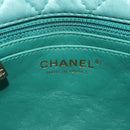 CHANEL Matelasse 17 Chain Bag Lamb Skin Turquoise Blue Gold CC Auth 145584AV-23