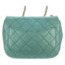 CHANEL Matelasse 17 Chain Bag Lamb Skin Turquoise Blue Gold CC Auth 145584AV-2