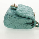 CHANEL Matelasse 17 Chain Bag Lamb Skin Turquoise Blue Gold CC Auth 145584AV-4