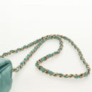 CHANEL Matelasse 17 Chain Bag Lamb Skin Turquoise Blue Gold CC Auth 145584AV-14
