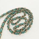 CHANEL Matelasse 17 Chain Bag Lamb Skin Turquoise Blue Gold CC Auth 145584AV-8