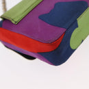 CHANEL Chain Shoulder Bag Canvas Multicolor Silver CC Auth 145585V-17