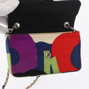 CHANEL Chain Shoulder Bag Canvas Multicolor Silver CC Auth 145585V-21