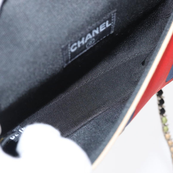 CHANEL Chain Shoulder Bag Canvas Multicolor Silver CC Auth 145585V