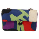 CHANEL Chain Shoulder Bag Canvas Multicolor Silver CC Auth 145585V-13