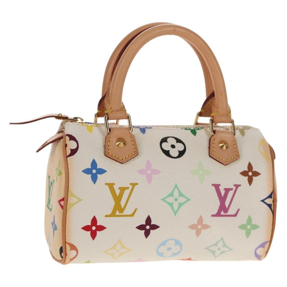 LOUIS VUITTON Monogram Multicolor Mini Speedy Hand Bag White M92645 Auth 145589V