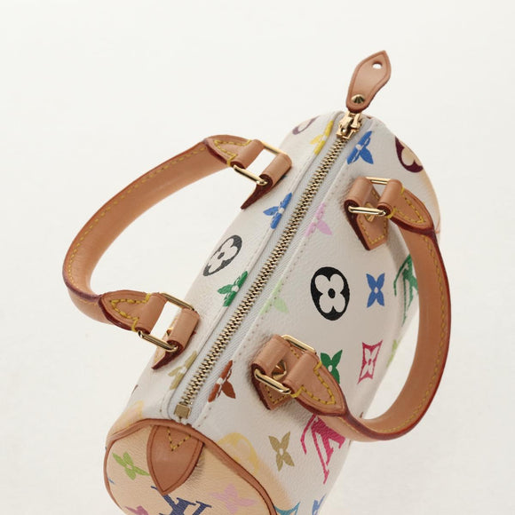 LOUIS VUITTON Monogram Multicolor Mini Speedy Hand Bag White M92645 Auth 145589V