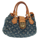 LOUIS VUITTON Monogram denim Preity Hand Bag Blue M95020 LV Auth 145593V-1