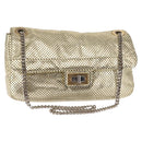 CHANEL Chain Shoulder Bag Punching leather Gold CC Auth 145595-1