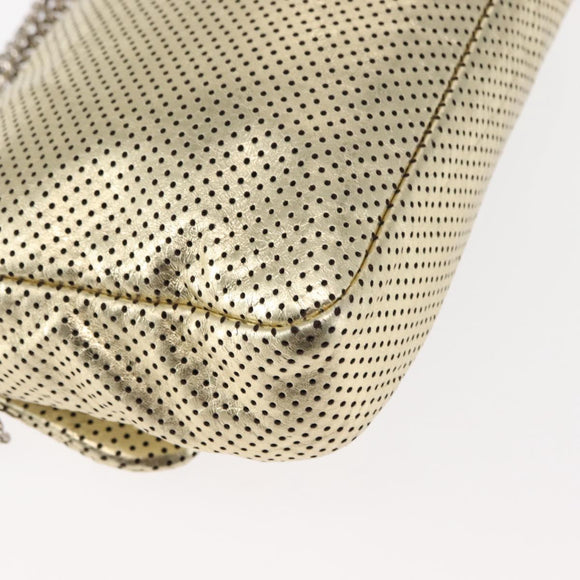 CHANEL Chain Shoulder Bag Punching leather Gold CC Auth 145595