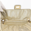 CHANEL Chain Shoulder Bag Punching leather Gold CC Auth 145595-18