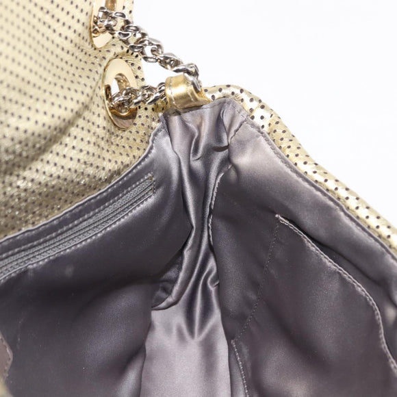 CHANEL Chain Shoulder Bag Punching leather Gold CC Auth 145595