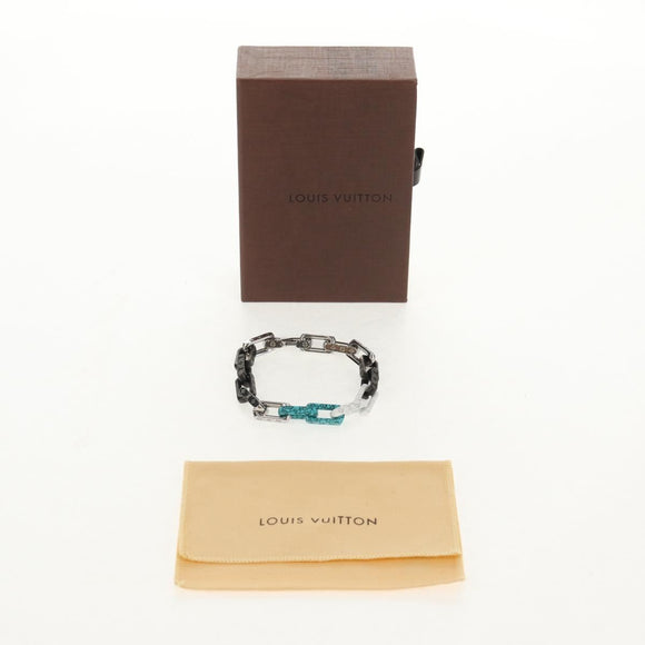 LOUIS VUITTON Chain Stone Bracelet metal Silver M1042L LV Auth 145596M