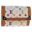 LOUIS VUITTON Multicolor Porte Monnaie Pla Coin Purse White M92657 Auth 145599V-1