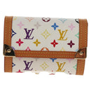 LOUIS VUITTON Multicolor Porte Monnaie Pla Coin Purse White M92657 Auth 145599V-13