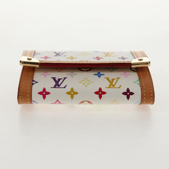 LOUIS VUITTON Multicolor Porte Monnaie Pla Coin Purse White M92657 Auth 145599V