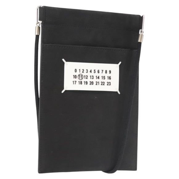 Maison Margiela Phone Shoulder Bag Leather Silver Black Auth 145607