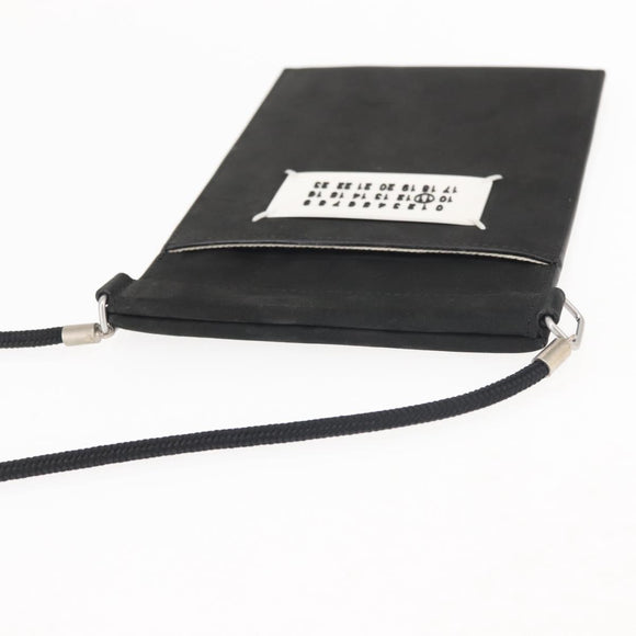 Maison Margiela Phone Shoulder Bag Leather Silver Black Auth 145607