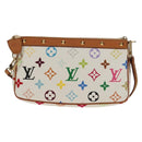 LOUIS VUITTON Multicolor Pochette Accessoires Pouch White M92649 LV Auth 145617A-13