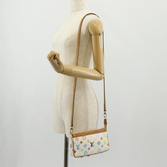 LOUIS VUITTON Multicolor Pochette Accessoires Pouch White M92649 LV Auth 145617A