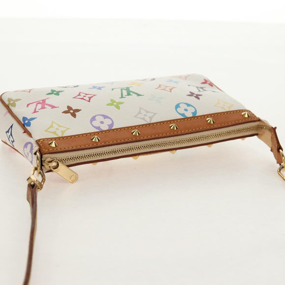 LOUIS VUITTON Multicolor Pochette Accessoires Pouch White M92649 LV Auth 145617A