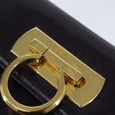 Salvatore Ferragamo Gancini Shoulder Bag Leather Navy Gold Auth 145622-18