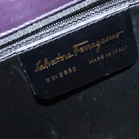 Salvatore Ferragamo Gancini Shoulder Bag Leather Navy Gold Auth 145622