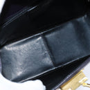 Salvatore Ferragamo Gancini Shoulder Bag Leather Navy Gold Auth 145622-10