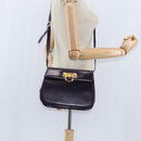 Salvatore Ferragamo Gancini Shoulder Bag Leather Navy Gold Auth 145622-21