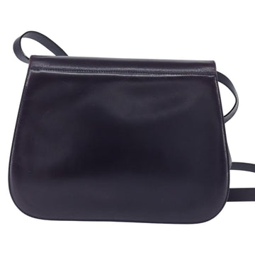 Salvatore Ferragamo Gancini Shoulder Bag Leather Navy Gold Auth 145622 - 0