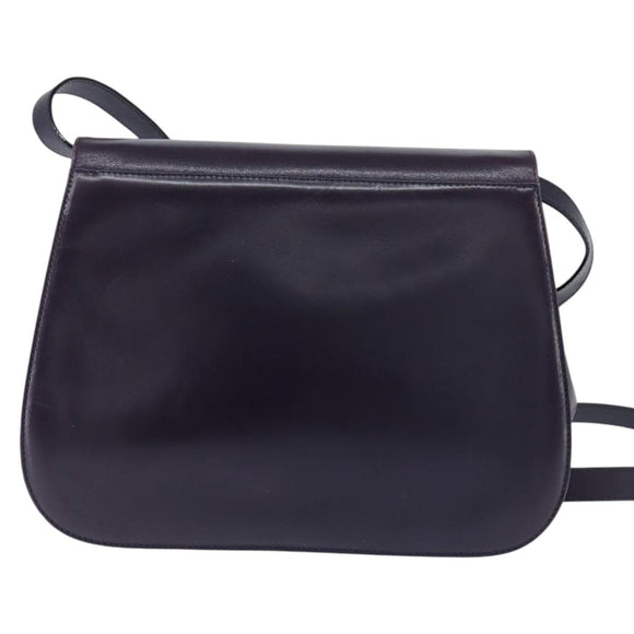 Salvatore Ferragamo Gancini Shoulder Bag Leather Navy Gold Auth 145622