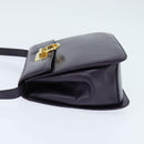 Salvatore Ferragamo Gancini Shoulder Bag Leather Navy Gold Auth 145622-3