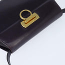 Salvatore Ferragamo Gancini Shoulder Bag Leather Navy Gold Auth 145622-6