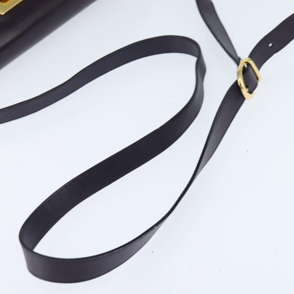 Salvatore Ferragamo Gancini Shoulder Bag Leather Navy Gold Auth 145622