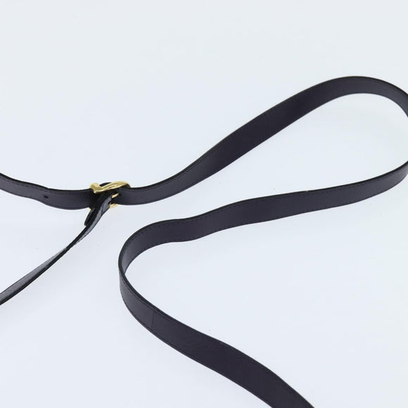 Salvatore Ferragamo Gancini Shoulder Bag Leather Navy Gold Auth 145622