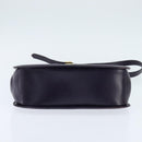 Salvatore Ferragamo Gancini Shoulder Bag Leather Navy Gold Auth 145622-5