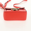 Salvatore Ferragamo Gancini Shoulder Bag Leather Red Gold Auth 145623V-5